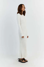 Nubia | vestido largo de canalé — Blanco