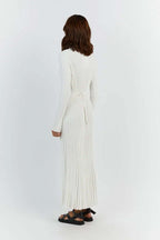 Nubia | vestido largo de canalé — Blanco