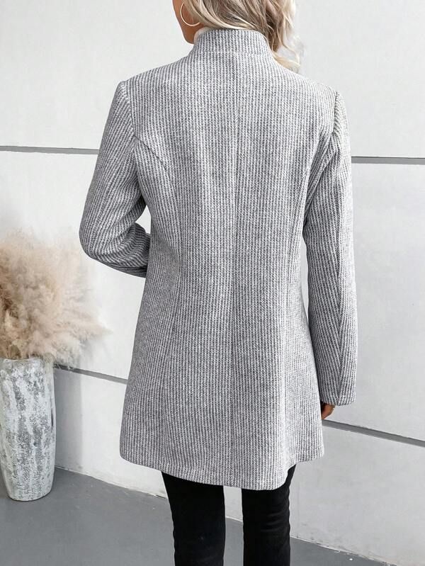 Queta | saco largo de espiga — Gris jaspeado