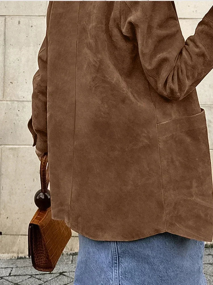 Hilaria | chamarra camisera efecto ante — Café