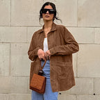 Hilaria | chamarra camisera efecto ante — Café