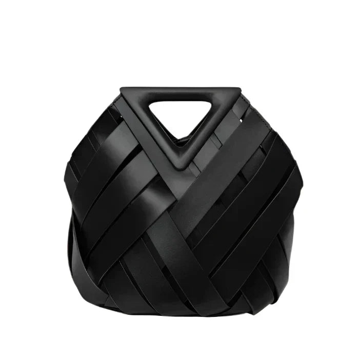 Bolsa tejida de asa triangular, tercera vista