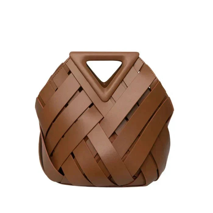 Bolsa tejida de asa triangular, cuarta vista