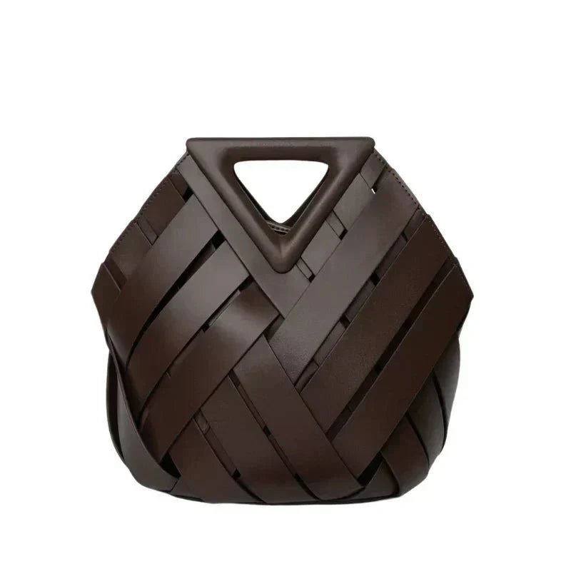 Bolsa tejida de asa triangular, vista frontal