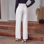 Linares | pantalón palazzo de tiro alto — Blanco