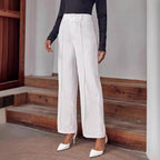 Linares | pantalón palazzo de tiro alto — Blanco