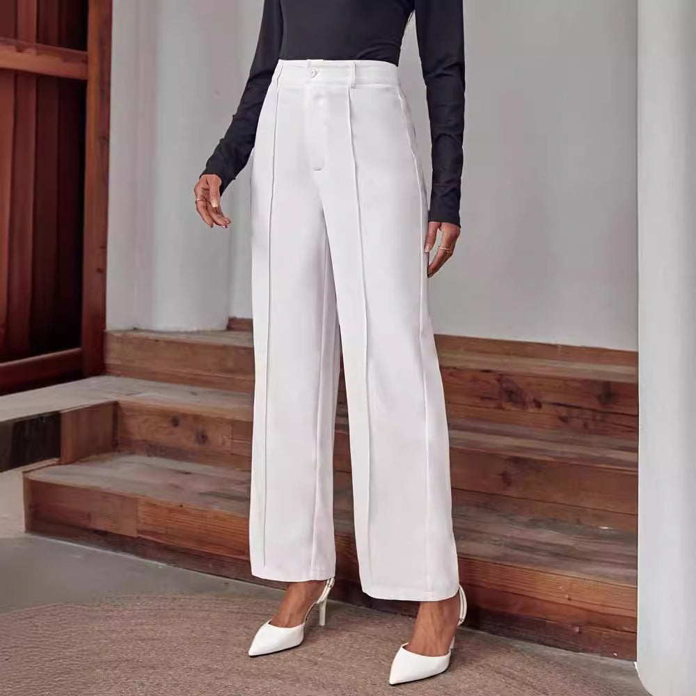 Linares | pantalón palazzo de tiro alto — Blanco