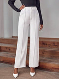 Linares | pantalón palazzo de tiro alto — Blanco