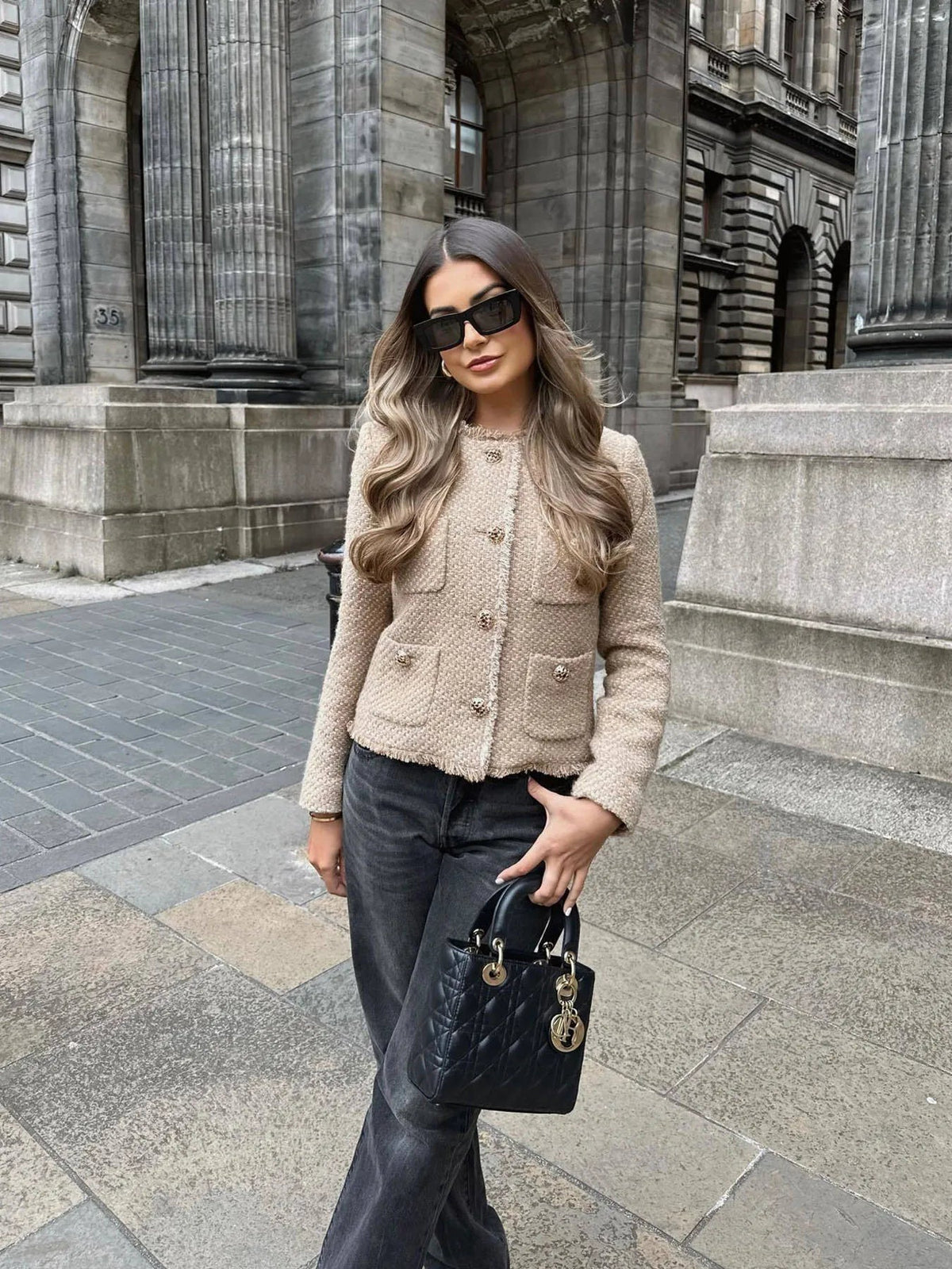 Jacona | saco corto de tweed — Camel