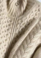 Pinal | cárdigan de punto trenzado con cierre — Beige