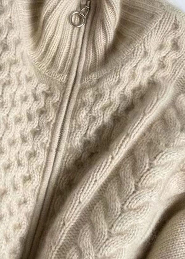 Pinal | cárdigan de punto trenzado con cierre — Beige