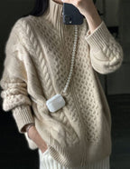 Pinal | cárdigan de punto trenzado con cierre — Beige