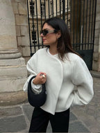 Rosita | chamarra corta de paño oversize — Marfil