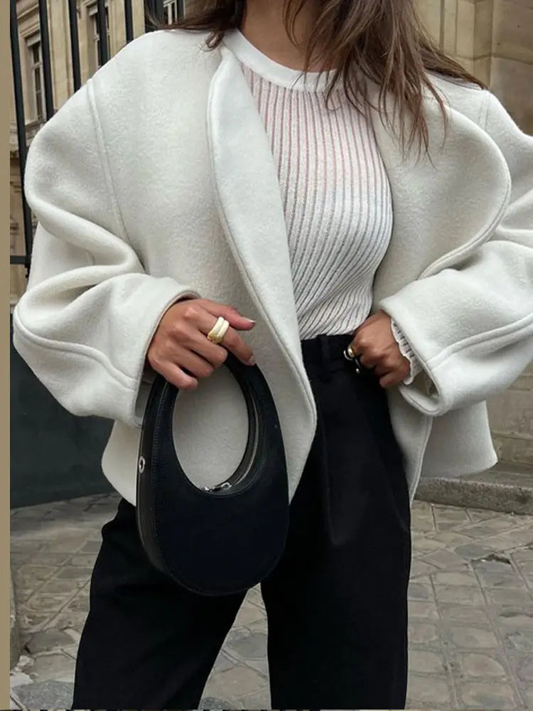 Rosita | chamarra corta de paño oversize — Marfil