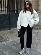 Rosita | chamarra corta de paño oversize — Marfil