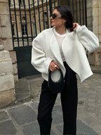 Rosita | chamarra corta de paño oversize — Marfil