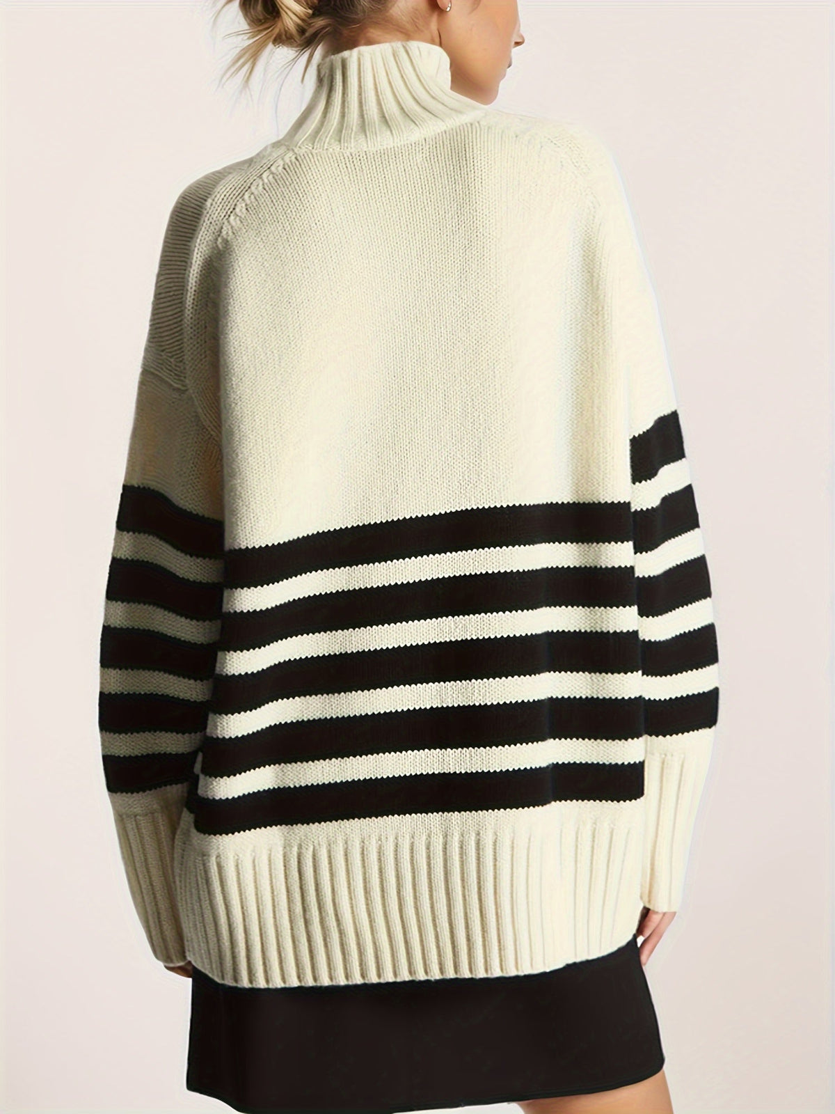 Escondido | suéter oversize de rayas — Crudo con rayas negras