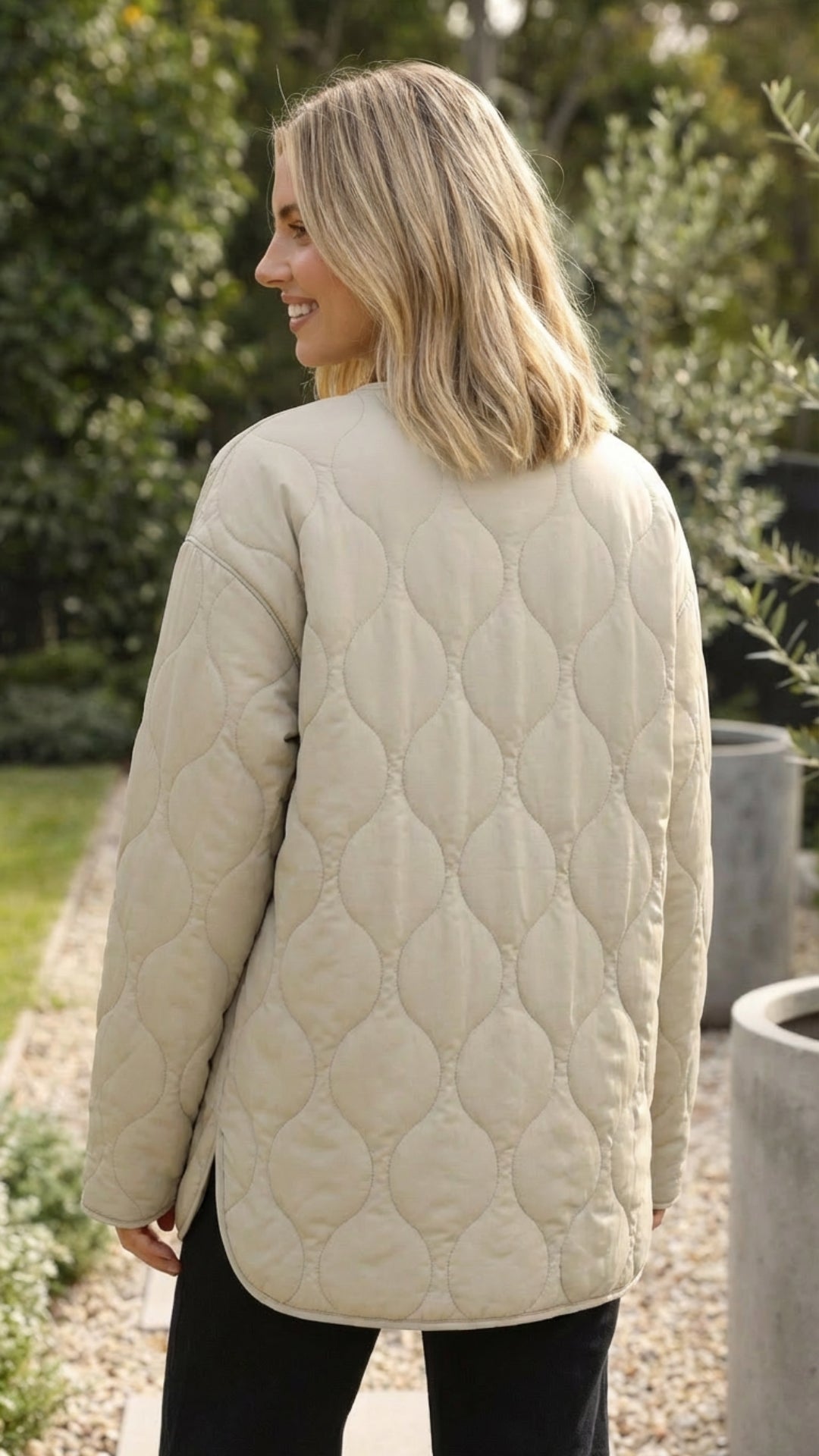 Homún | chamarra acolchada ligera — Beige piedra
