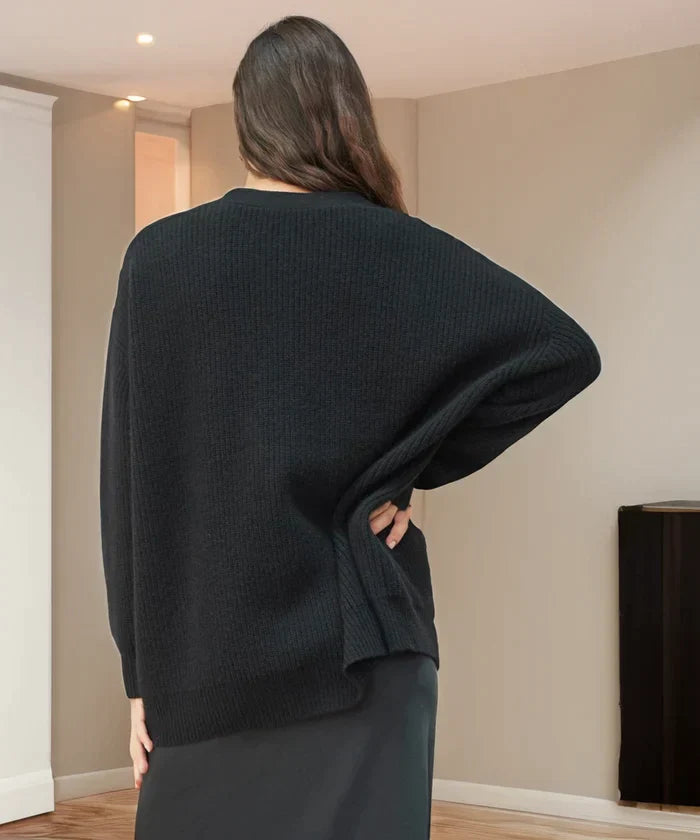 Itzia | cárdigan oversize con escote en V — Negro