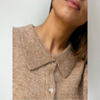 Enriqueta | cárdigan con cuello camisero — Camel