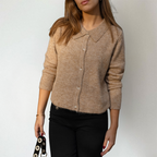 Enriqueta | cárdigan con cuello camisero — Camel
