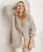 Aketzalli | cárdigan oversize de canalé — Beige grisáceo