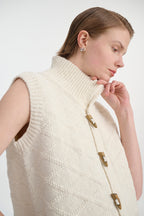 Nopala | chaleco de punto con cuello camisero — Crema