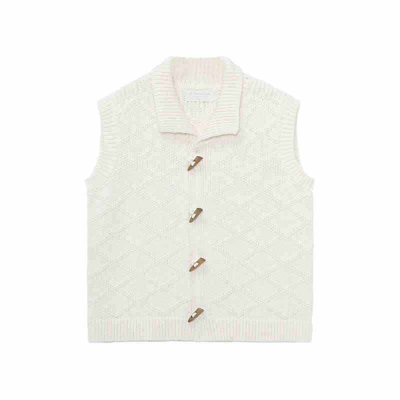 Nopala | chaleco de punto con cuello camisero — Crema