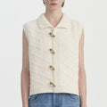 Nopala | chaleco de punto con cuello camisero — Crema