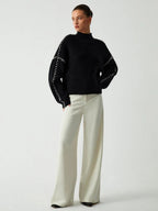 Zulma | suéter negro con puntada blanca — Negro