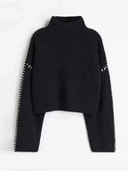Zulma | suéter negro con puntada blanca — Negro