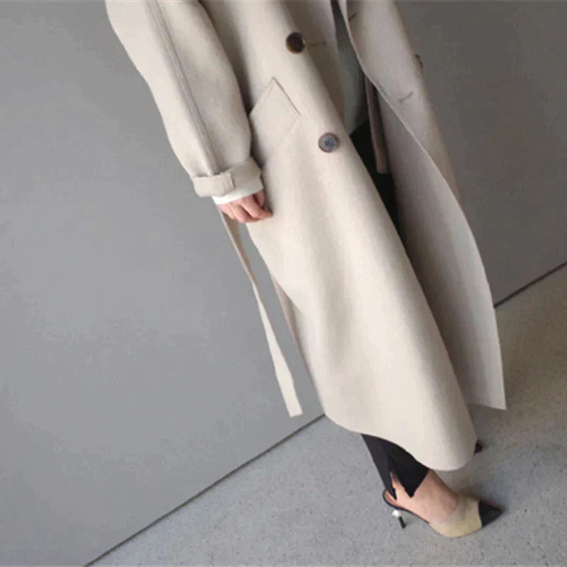 Delicias | abrigo largo con cinturón — Beige