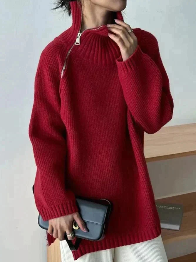 Juquila | suéter de cuello alto con cierre lateral — Rojo