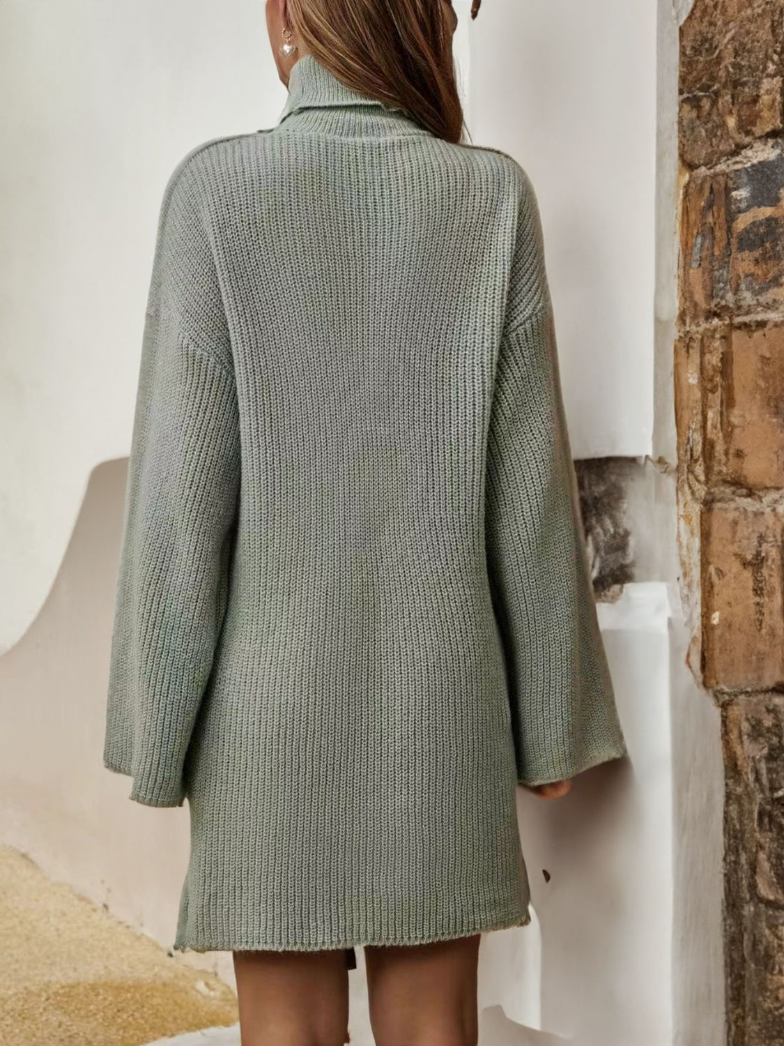 Toronjil | vestido suéter de cuello alto — Verde salvia