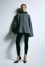 Narda | suéter oversize de canalé con cuello alto — Gris