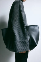 Narda | suéter oversize de canalé con cuello alto — Gris