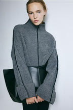 Narda | suéter oversize de canalé con cuello alto — Gris