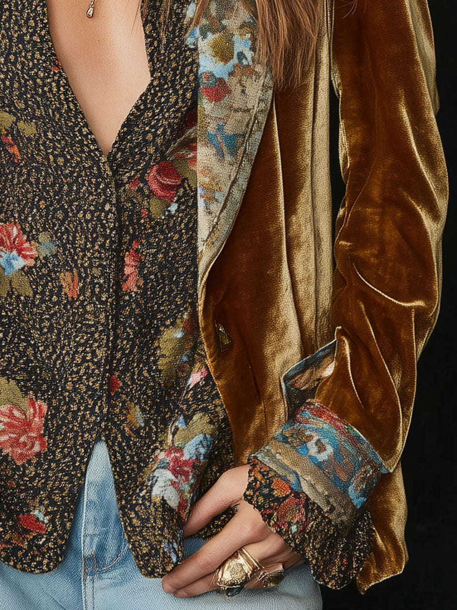 Rosaura | saco de terciopelo con solapa floral