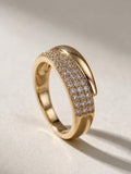 Anillo ajustable de línea orgánica, color dorado, vista frontal