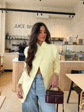 Blazer asimétrico, Amarillo mantequilla, vista frontal