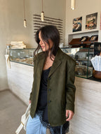 Blazer oversize efecto gamuza, Caqui, vista frontal (2)