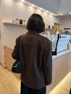 Blazer oversize efecto gamuza, Chocolate, vista trasera