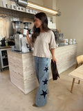 Blusa de lino con dobladillo deshilachado, color beige, vista lateral