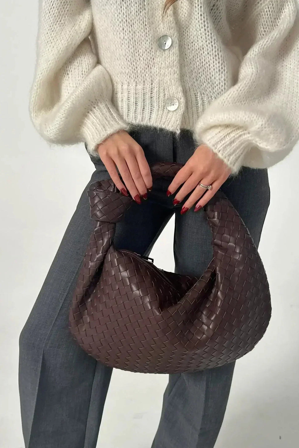 Bolsa de hombro tejida mediana, vista 11