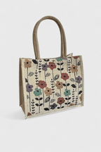 Bolsa de yute con estampado floral, segunda vista