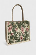 Bolsa de yute con estampado floral, tercera vista