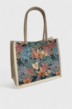 Bolsa de yute con estampado floral, cuarta vista