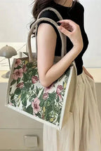 Bolsa de yute con estampado floral, vista 6