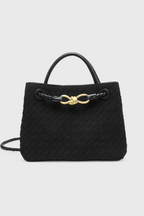 Bolsa tejida con broche dorado y correa, vista 6