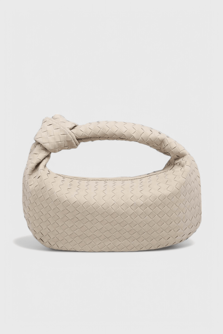 Bolsa tejida mediana con nudo, vista frontal